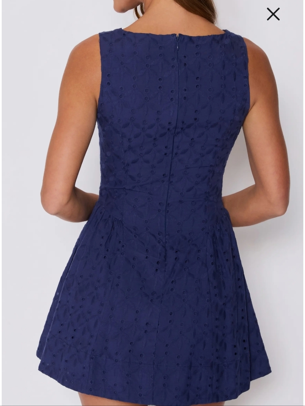 NWOT ViCI Paige Minidress Navy Eyelet Sleeveless Fit & Flare Dress XS 2 0 Summer - Picture 2 of 9